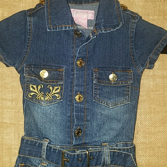 Miss Jeans Blue Jean Denim Dress Short Sleeve Button Up 12M - Picture 2 of 3